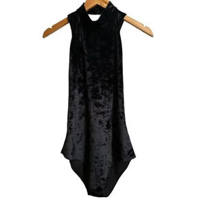 BB Dakota Suede Criss Cross Bodysuit Black Medium